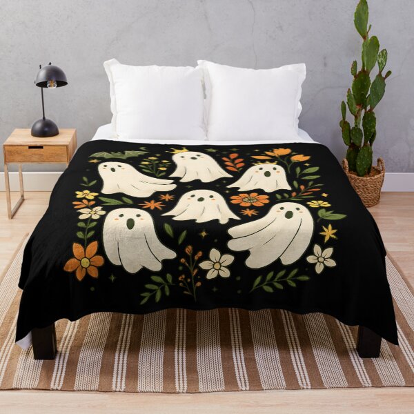 Item preview, Cute Kawaii Ghosts with Floral and Crown Halloween Illustration | Spooky Autumn Pastel Ghost Shirt designed and sold by DrawHandArt.