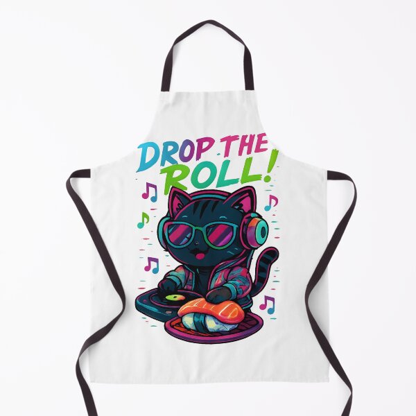 Item preview, DROP THE ROLL! – Neon Chibi DJ Cat Streetwear Tee designed and sold by The Craftique Store.