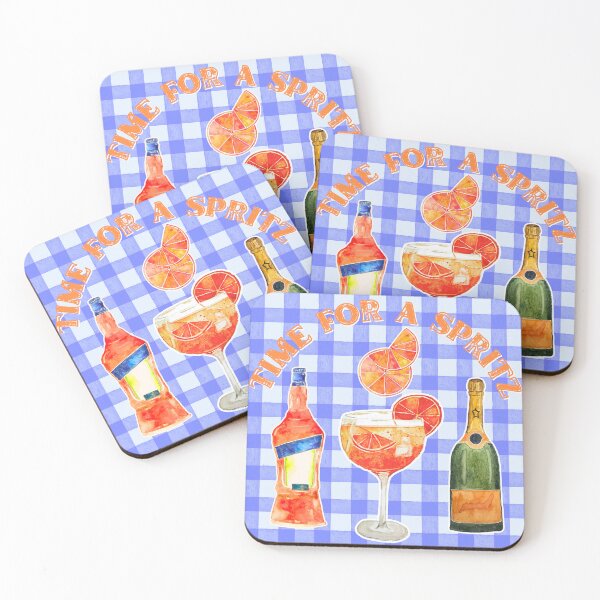 Item preview, Summer Italian Spritz Picnic Blue Gingham Check Print designed and sold by soleastudio.