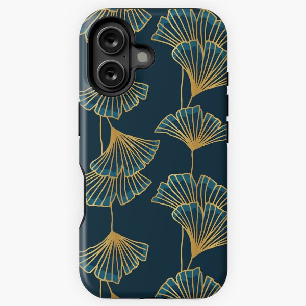 Aperçu de l'œuvre Rayures Ginkgo Bleues et Or créée et vendue par Farissa Designs.