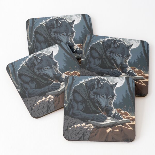 Item preview, Werewolf Journaling Under the Full Moon – Gentle Folklore Night Art designed and sold by Deezyned.
