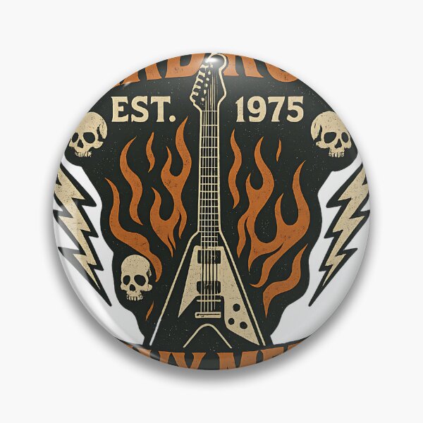 Item preview, Hard Rock – Heavy Metal – Vintage Guitar & Flames Design designed and sold by CreativeGorillas.