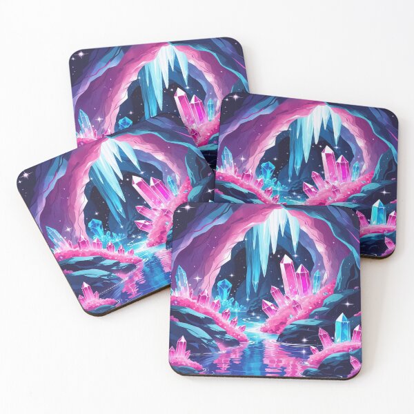 Item preview, Glowing Crystal Waterfall Cave – Enchanted Fantasy Nature Scene designed and sold by RouniBoutique.