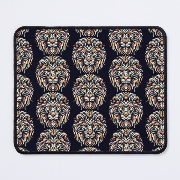 Item preview, Lion head in repeating geometric shapes designed and sold by nikkolaus.