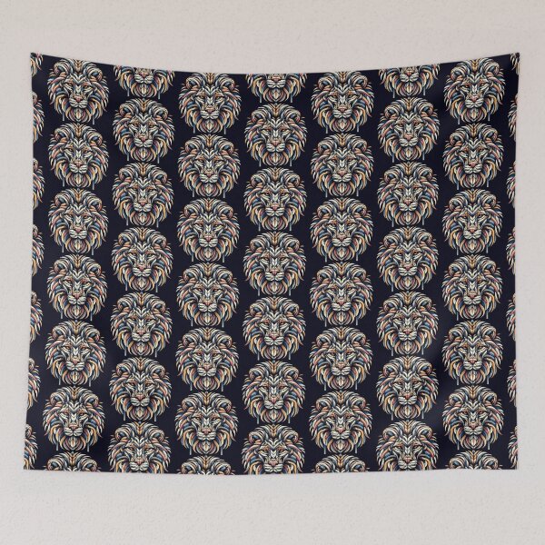 Item preview, Lion head in repeating geometric shapes designed and sold by nikkolaus.