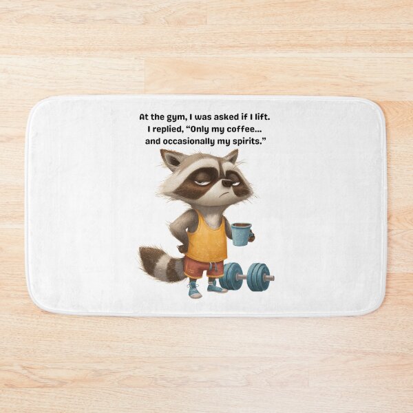 Item preview, Funny Raccoon Gym and Coffee Design – Custom Name Gift for Fitness and Coffee Lovers, Cute Animal Workout Humor Illustration designed and sold by Winarrts.