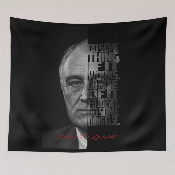 Item preview, Franklin D. Roosevelt Portrait – Minimalist Black-and-White Inspirational Quote Art designed and sold by Enea Kelo.