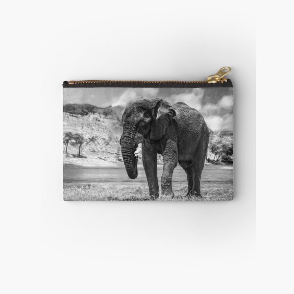 Item preview, Elephant Dust Bath In Black and White designed and sold by Kay Brewer.