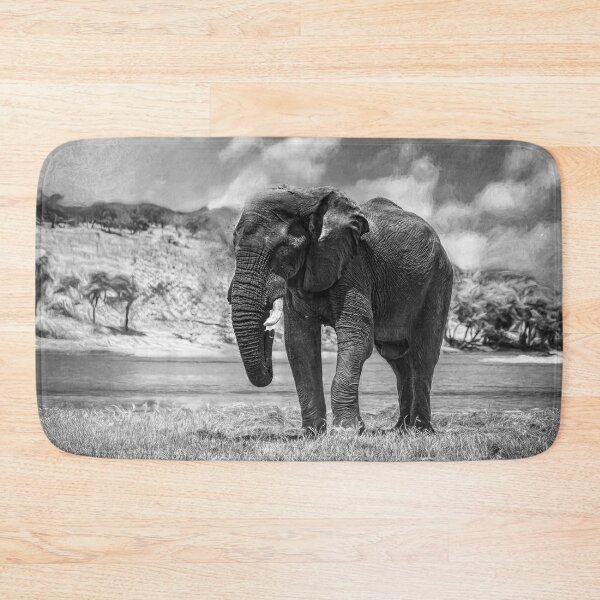 Item preview, Elephant Dust Bath In Black and White designed and sold by Kay Brewer.