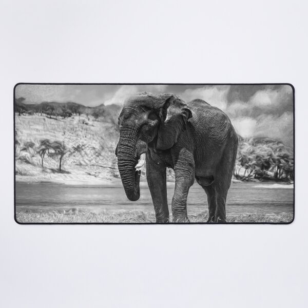 Item preview, Elephant Dust Bath In Black and White designed and sold by Kay Brewer.