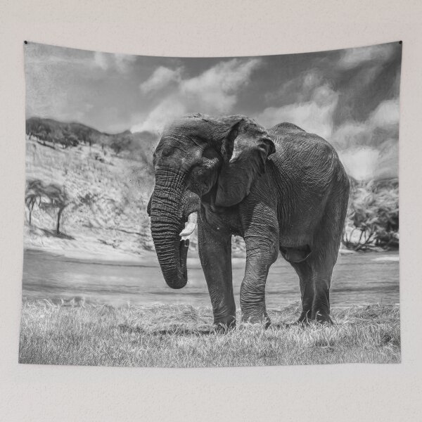 Item preview, Elephant Dust Bath In Black and White designed and sold by Kay Brewer.