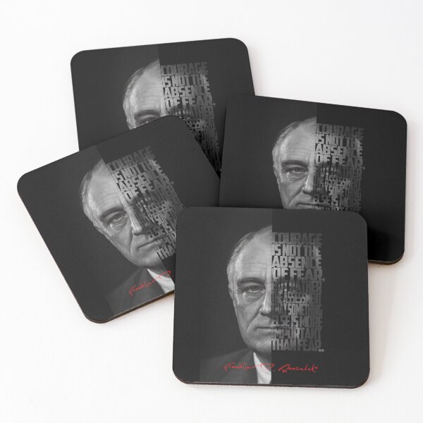 Item preview, Franklin D. Roosevelt Portrait – Minimalist Black-and-White Inspirational Quote Art designed and sold by Enea Kelo.