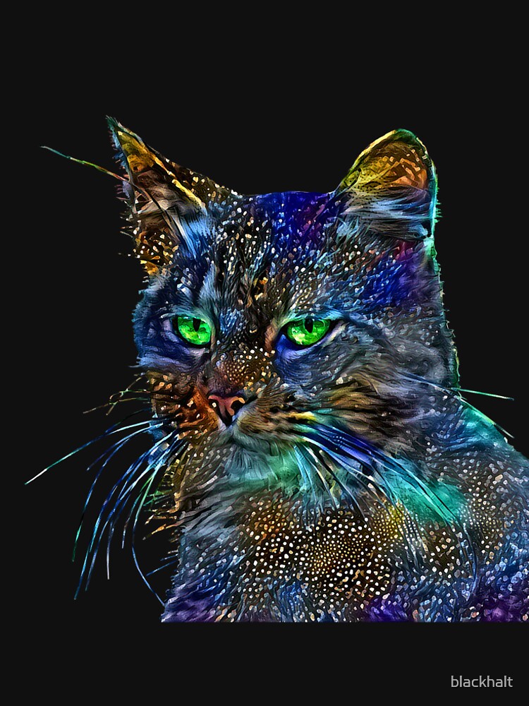 Artificial neural style Starry night wild cat by blackhalt