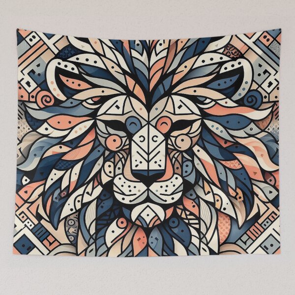 Item preview, Lion head in geometric shapes designed and sold by nikkolaus.