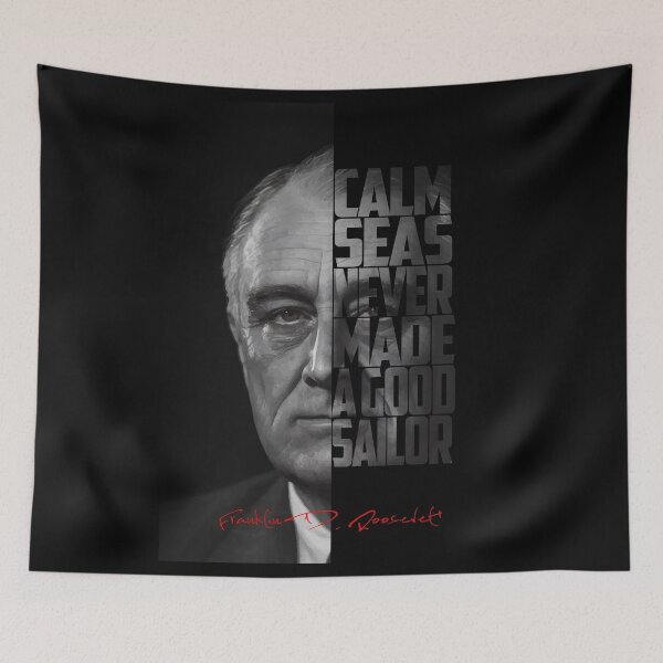 Item preview, Franklin D. Roosevelt Portrait – Minimalist Black-and-White Inspirational Quote Art designed and sold by Enea Kelo.