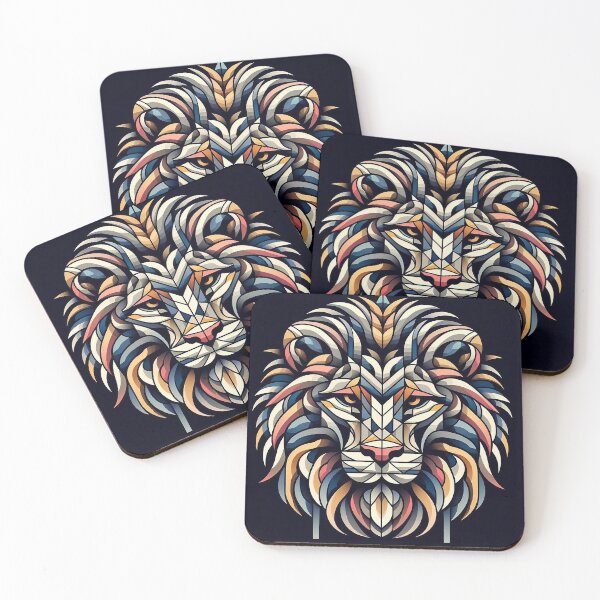 Item preview, Lion head in geometric shapes designed and sold by nikkolaus.