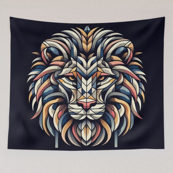 Item preview, Lion head in geometric shapes designed and sold by nikkolaus.