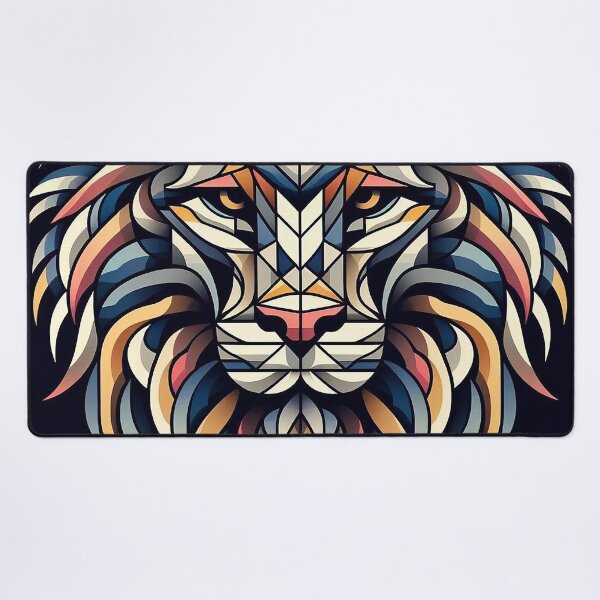 Item preview, Lion head in geometric shapes designed and sold by nikkolaus.