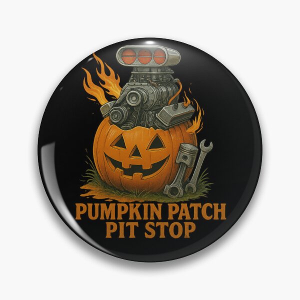 Item preview, Pumpkin Patch Pit Stop Halloween Drag Racing Car Engine Jack-o’-Lantern designed and sold by CarantinedChaos.