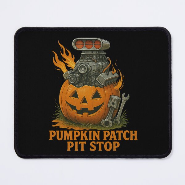 Item preview, Pumpkin Patch Pit Stop Halloween Drag Racing Car Engine Jack-o’-Lantern designed and sold by CarantinedChaos.
