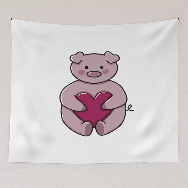 Item preview, Cute Valentines Pig Holding A Heart designed and sold by zcatstudio.