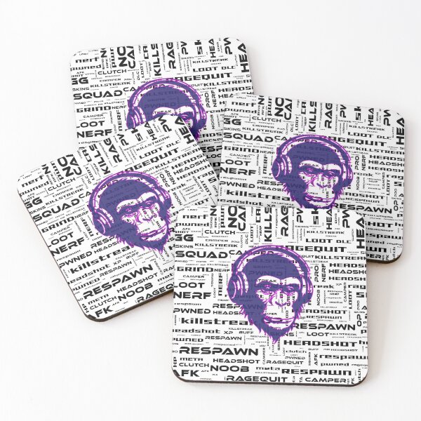 Item preview, Gamer Word Cloud with Monkey Head in Headphones – Gaming Art Design designed and sold by Shape & Words.