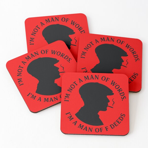 Item preview, Vintage Peaky Silhouette – Newsboy Cap & Quote "I'm Not a Man of Words" designed and sold by VALQUIRIAMX.