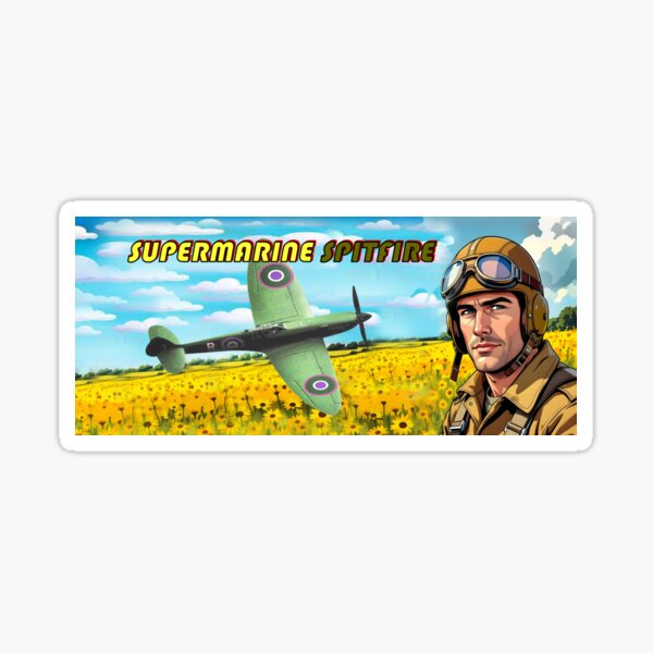 Item preview, Spitfire and Pilot Sticker designed and sold by Art Deco Prints.