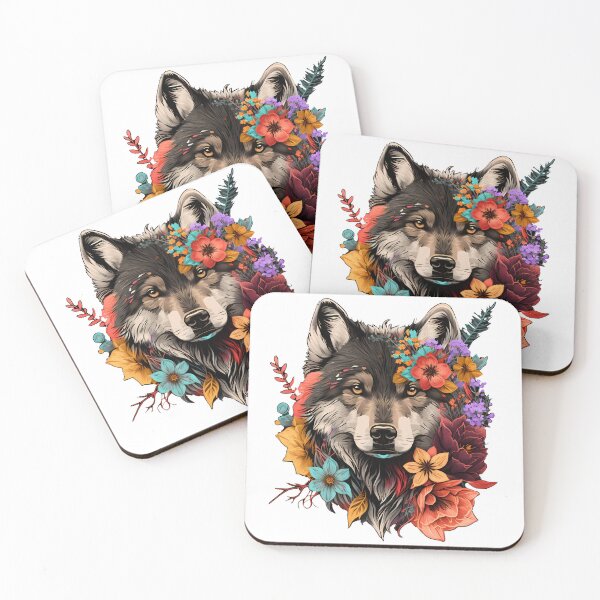 Item preview, Wolf in flowers designed and sold by ArtfulPlay.