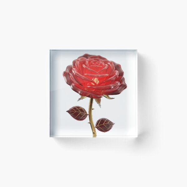 Item preview, Realistic Red Crystal Rose with Golden Stem designed and sold by MoreGlamour.