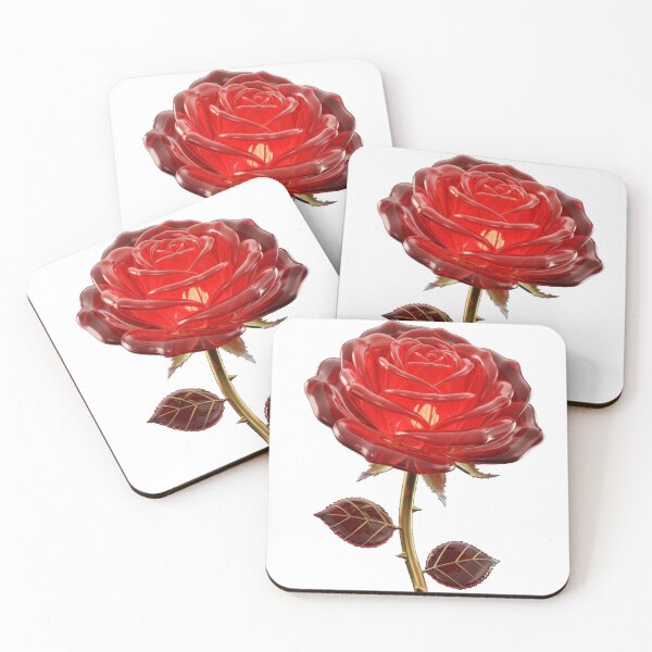 Item preview, Realistic Red Crystal Rose with Golden Stem designed and sold by MoreGlamour.