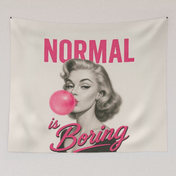 Item preview, Normal Is Boring: Retro Pin-Up Bubblegum Girl  designed and sold by WildlyRootedInk.