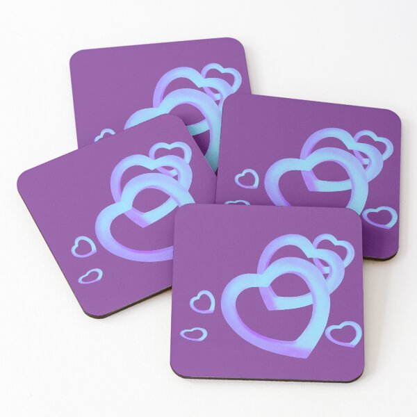 Item preview, Hearts tumble forward in purple blue dimension cutouts. designed and sold by MYTOPSHELF.