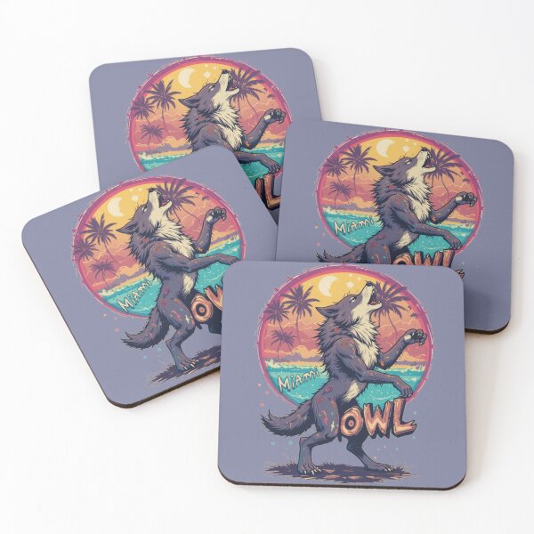 Item preview, Miami Owl – Retro Sunset Werewolf Beach Art designed and sold by Dospart.