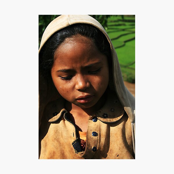 Item preview, Hoodie Wearing Child, Shy Malagasy Girl, Madagascar designed and sold by Jane McDougall.