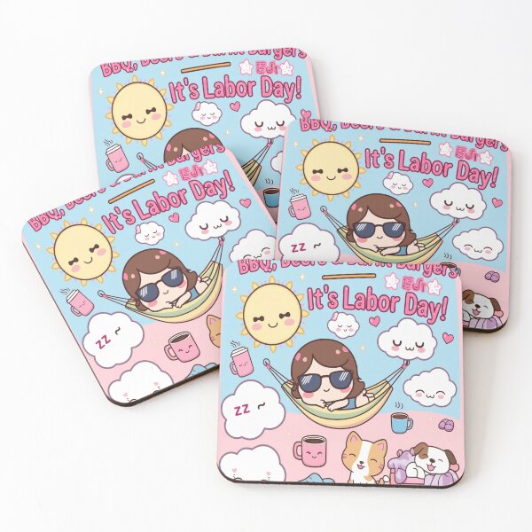 Item preview, Happy Labor Day Kawaii BBQ Pool Party with Cute Clouds, Summer Picnic Vibes & Adorable Pets designed and sold by InspiredCreatives.