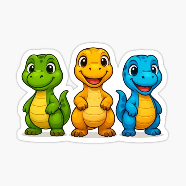 Vista previa del artículo con la obra «Tres dinosaurios caricaturescos», diseñado y vendido por DavidAV182.