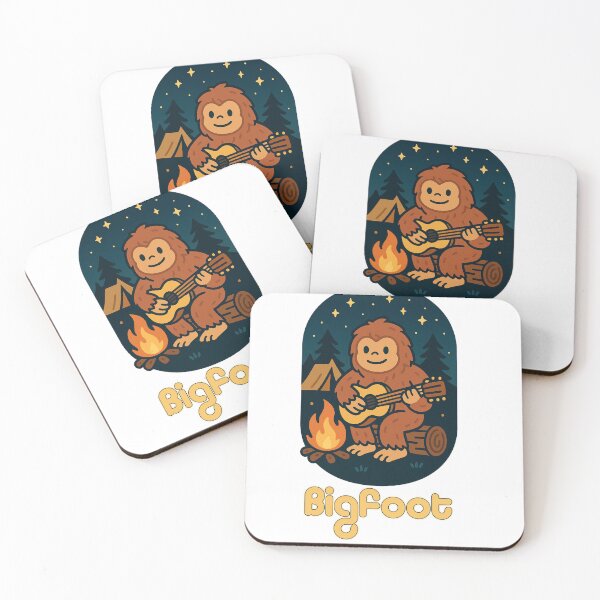 Item preview, Bigfoot Playing Guitar – Cute Cryptid Camping Art designed and sold by Folk Bestiary.