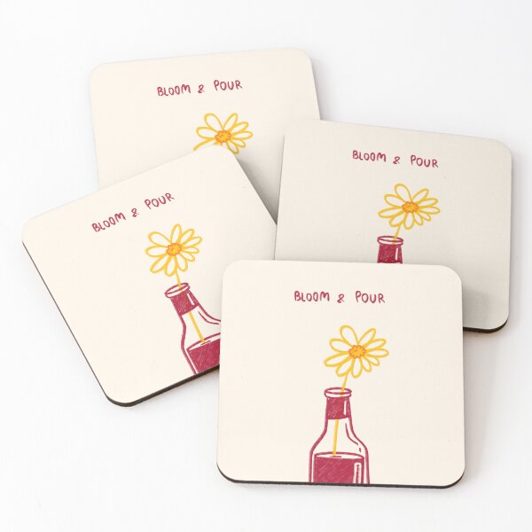 Item preview, Wine and Flower hand drawn minimal illustration designed and sold by ArtKoh.