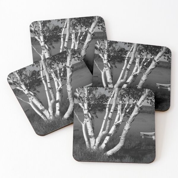 Item preview, Pontook Birch and Rowboats Monochrome designed and sold by Wayne King.