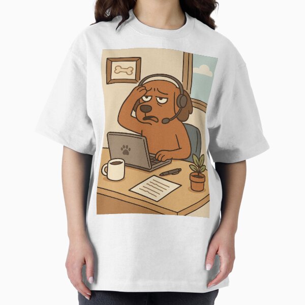 Item preview, Exasperated Pet Working From Home Cartoon designed and sold by BlanquitaArt.