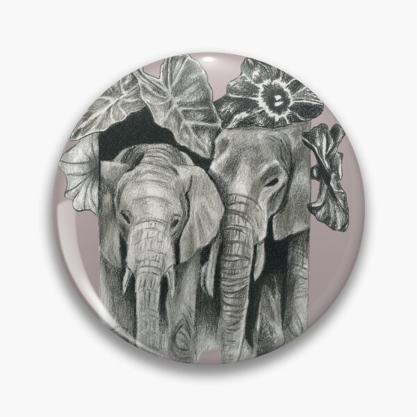Item preview, Two elephants and leaves designed and sold by KnowingWonder.