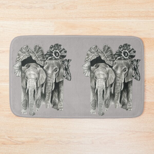 Item preview, Two elephants and leaves designed and sold by KnowingWonder.