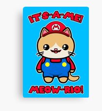 Cute Cat Funny Kawaii Mario Parody Canvas Print