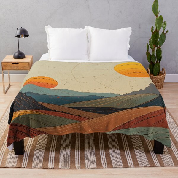 Item preview, Abstract Desert Landscape with Two Suns – Bold Textured Color Blocks designed and sold by Dino-Lune.