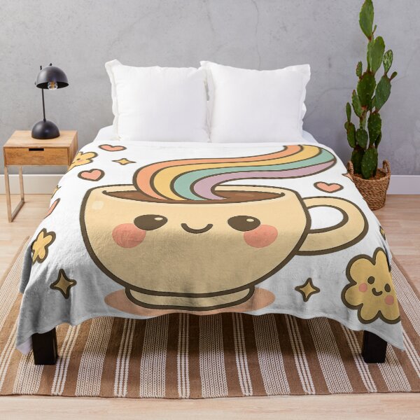 Item preview, Happy Morning Coffee Cup with Pastel Rainbow Steam Retro Kawaii Style designed and sold by ArtDesignTp.