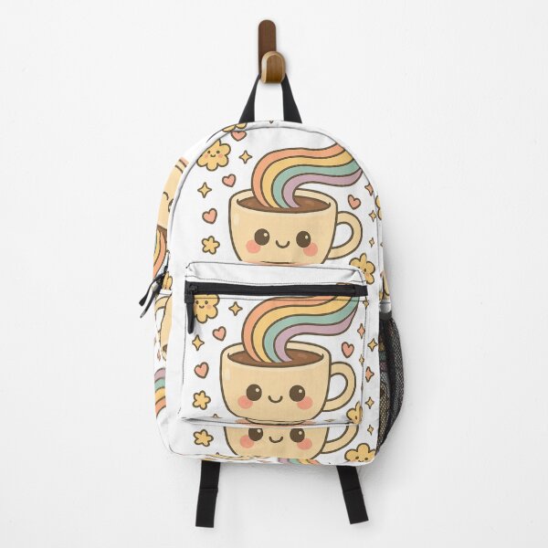 Item preview, Happy Morning Coffee Cup with Pastel Rainbow Steam Retro Kawaii Style designed and sold by ArtDesignTp.