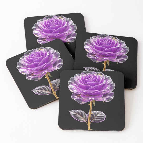 Item preview, Elegant Purple Crystal Rose with Golden Stem designed and sold by MoreGlamour.
