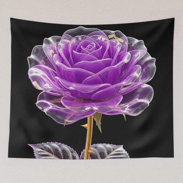 Item preview, Elegant Purple Crystal Rose with Golden Stem designed and sold by MoreGlamour.