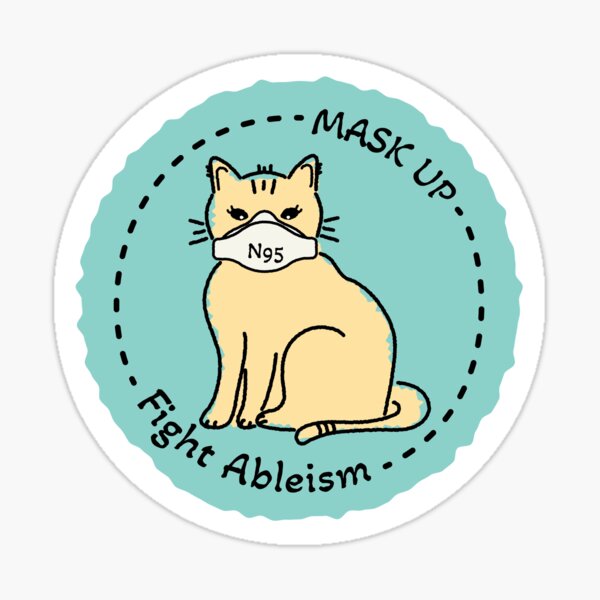 Aperçu de l'œuvre Les chats conscients du Covid portent un masque pour lutter contre le capacitisme créée et vendue par Fin-Art-.